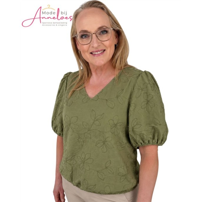 Enjoy Blouson Bloem Borduur 127612 Army Enjoy Blouson Bloem Borduur 127612 Army